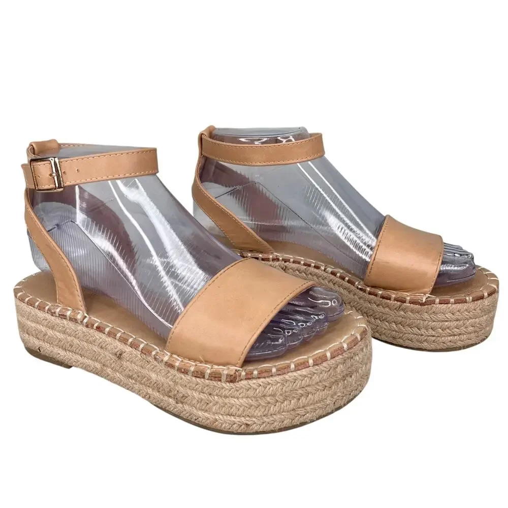 Catherine Malandrino Semiy Platform Sandals 6 Beige Ankle Strap